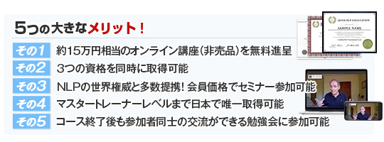 NLPプラクティショナー認定コース特典