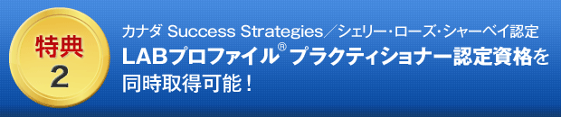 2.カナダ Success Strategies 社/シェリー・ローズ・シャーベイ認定 LABプロファイル(R) プラクティショナー認定資格を同時取得可能!